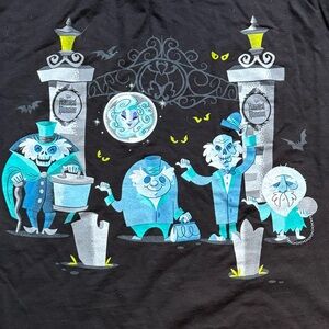 Disney Parks Haunted Mansion Black T-Shirt with Blue and White Graphic XXL